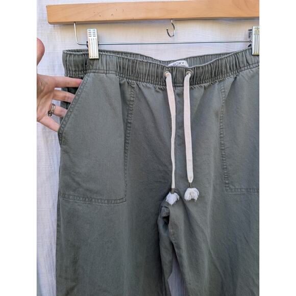 Roxy Women's Standing Wave Pull On Pants Sz XL Wide Leg Dusty Olive Boho Beach - Picture 3 of 6